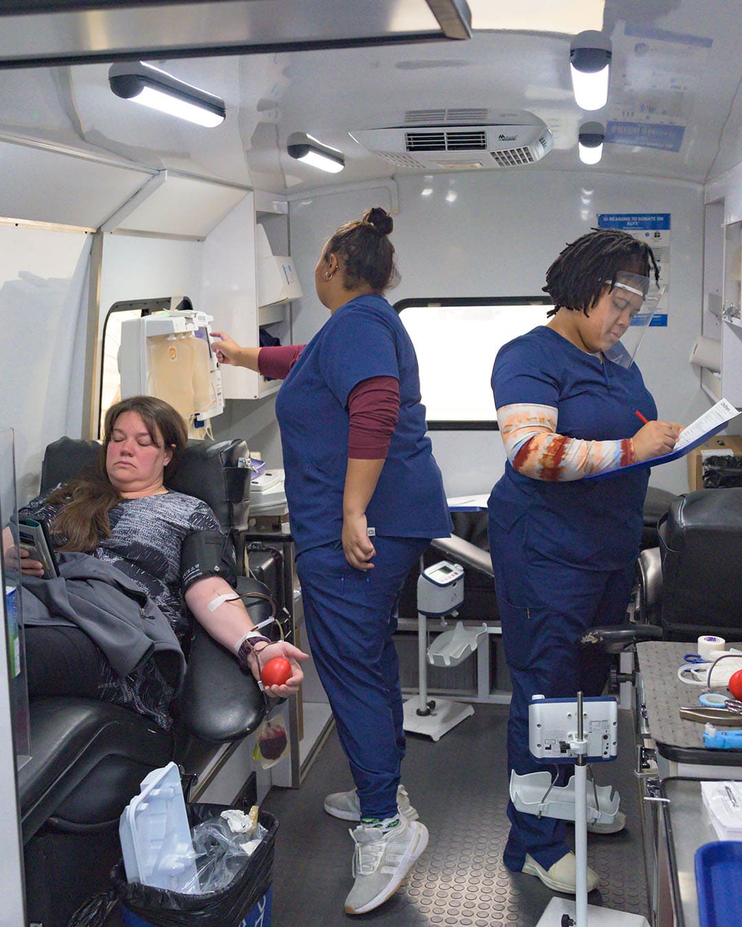Nurses on blood drive mobile